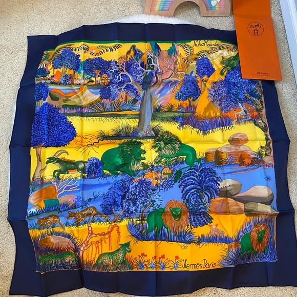 🎀 Hermès Nuba Mountain Scarf w/ Box -Unused - Picture 1 of 8